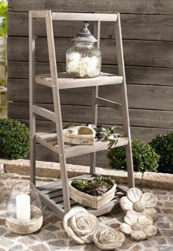 HOLZREGAL "Leiter" im ANTIK DESIGN HOLZ BLUMENREGAL HOLZTREPPE BLUMENTREPPE PFLANZTREPPE DEKO HOLZ LEITER