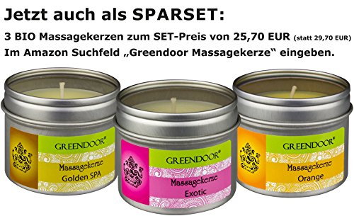 Greendoor Natur Massagekerze Exotic 100ml, BIO Sojawachs + Babassu natürliche ätherische Öle, vegan rußt nicht, natürlich ohne Tierversuche, Weihnachten Geschenke Massage-öl Naturkosmetik natural - 2