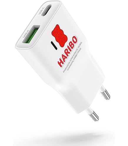 Haribo 65W USB-C Ladegerät - 3 Port GaN Schnellladegerät Mit Erdungsstecker