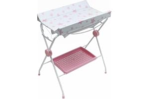 PLASTIMYR - Bañera Cambiador Bebé | Cambiador Abatible Acolchado | Bandeja Portaobjetos | Plegable y Compacta, Rosa, 90x62x102cm