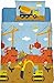 Produktbild Aminata Kids - BIBER Kinderbettwäsche 100x135 cm Baustelle mit Bagger Kran und Betonmischer Bauarbeiter - Kinderbett-Größe