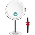 Auxmir 20X Magnifying Vanity Mirror with Tweezers, 6.8'' Double Sided 20X/1X Magnifying Makeup Mirror with Stand, 360° Rotation Bathroom Vanity Mirror for Shaving, Dressing Table, Desktop, Bedroom