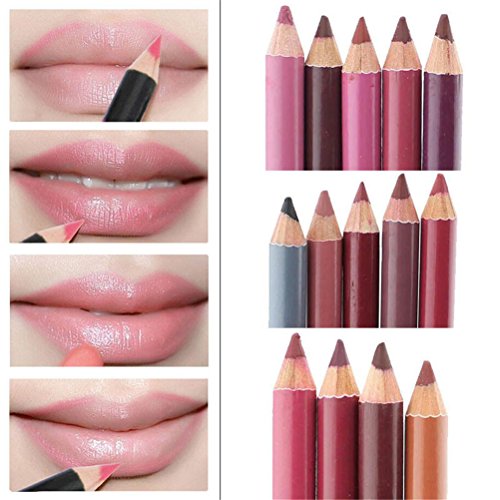 Kfnire 12pcs/set Women Professional Lipliner Waterproof Lip Liner Pencil 15CM 12 Colors