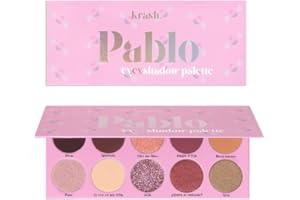 KRASH KOSMETICS Paleta de SombraseyEXshadow Pablo - 10 Sombras Ultra Pigmentadas de Larga Duración Mate Shimmer Glitter - Color Nude Rosa Granate Bronce Dorado - Incluye Espejo - Vegano y Cruelty Free