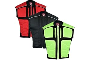 warrior gears Men's Textile Mesh Motorcycle Hi Vis Vest, Men's Padded Motorbike High Visibility Vest Waistcoat, Hi Viz Mens Clothes, Reflective Mens Vest, Protective Rubber Padded Armour