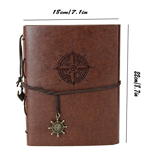 Scrapbook Album, „Navigation“ Vintage Leder Fotobuch Schwarze Seiten Kommt mit Fotoecken, Fotoalbum für Hochzeit Geburtstagsgeschenk Jahrestag Geschenk, Braun Klein - 2