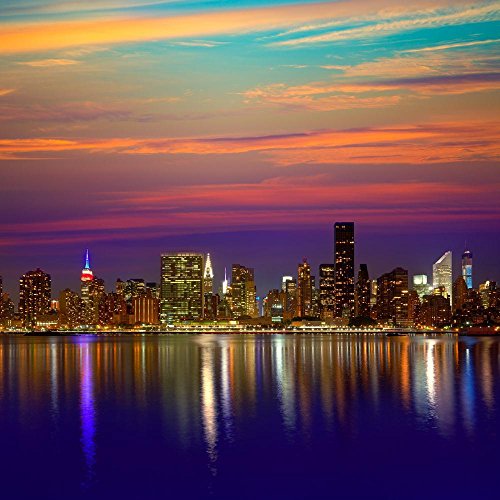 Pitaara Box Manhattan New York City Skyline at Sunset, USA Peel & Stick Vinyl Wall Sticker 42 X 42Inch