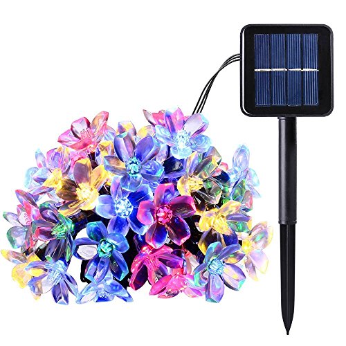 YOEEKU LED Blumen Solar Lichterkette 5 Meter 50er, Wasserdicht, Außenlichterkette, Weihnachtsbeleuchtung, 8 Modes Solar Blüten Leuchtkette für Garten, Hochzeit, Party usw (Mehrfarben)