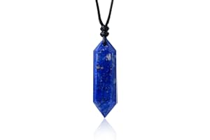 RJINGSHI Collana di cristallo naturale a doppia punta, fatta a mano, intrecciata con ciondolo di cristallo di guarigione, pietra preziosa lucidata, pietra energetica Reiki, regalo per uomini e donne.
