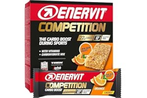 Enervit, Competition Bar Arancia, Barrette Energetiche con Pezzi d'Arancia, Formula Tecnica, Adatte Durante Attività ad Alta Intensità, 22g di Carboidrati, VeganOK, Senza Glutine, 12 Barrette da 30g