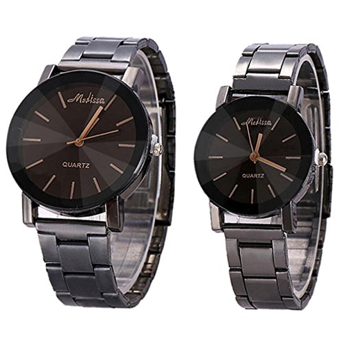 FEITONG 1 Paar Damen und Herren Armbanduhr Quarzuhr Elegant Uhr Modisch Zeitloses Design Klassisch Edelstahl Schwarz FEITONG 1 Paar Damen und Herren Armbanduhr Quarzuhr Elegant Uhr Modisch Zeitloses Design Klassisch Edelstahl Schwarz