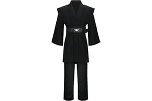 SOLOTIMES Adult Men Jedi Tunic Costume Knight Hooded Robe Uniform Full Set Black Halloween Cosplay Cloak Cape Outfit Suit
