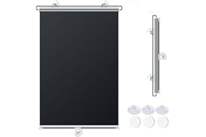 BLGVGKLPNT Suction Cup Roller Blinds for Windows, Blackout Roller Blinds, No Drilling Sunshade Thermal Insulation and Sun Privacy Screens with UV Protection Waterproof Fabric (Black,68x125cm)