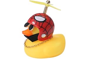 ZoliTime Anatra di Gomma Ornamenti Giocattolo Anatra Gialla Decorazioni per cruscotto per Auto Spremere Anatra Corna per Bicicletta Casco per elica
