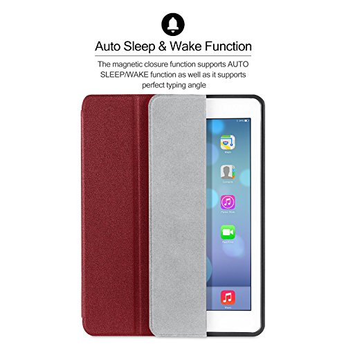 iVAPO iPad Pro 9.7 Hülle Pencil Halter Premium PU Leder Folio Case mit Auto-Schlafen/ Wecken und Stander Funktion Schutzhülle für iPad Pro 9.7 inch Smart Hülle (Rot) - 3