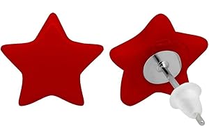 SOULCATS Soul-Cats® 1 paio di orecchini a bottone a stella realizzati in acrilico/acciaio inossidabile; rosso