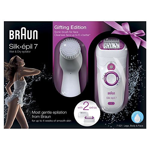 Braun Silk-épil 7 Epilierer 7-521, mit 2 Aufsätzen, weiß - 5