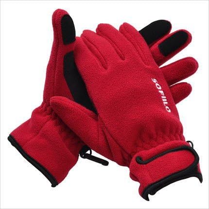 LZH Riding Gloves Outdoor Sports Winter Snow Skiing Snowboard Full Finger Polar Fleece Warm Gloves , red , m