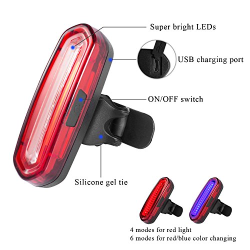 Keten Fahrradrückleuchte, wasserfeste LED-Leuchte, aufladbar per USB, COB, Fahrradrückleuchte mit 6 Lichtmodi für nächtliche Radtouren - 6