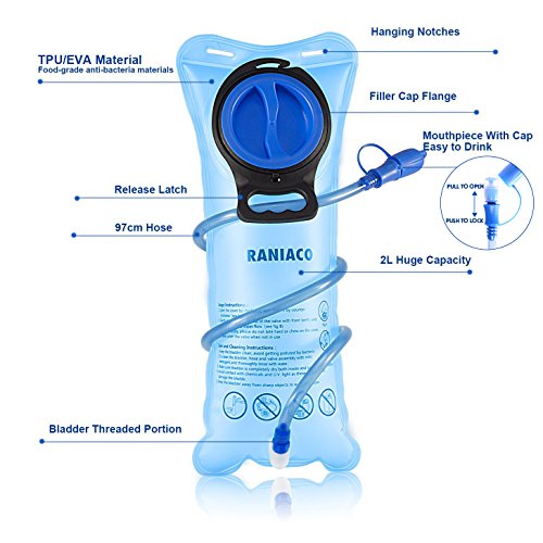 Tragbare 2 Liter Trinkblase,Wasserblase, RANIACO Sport Wasser Blasen für den Außenbereich - 2