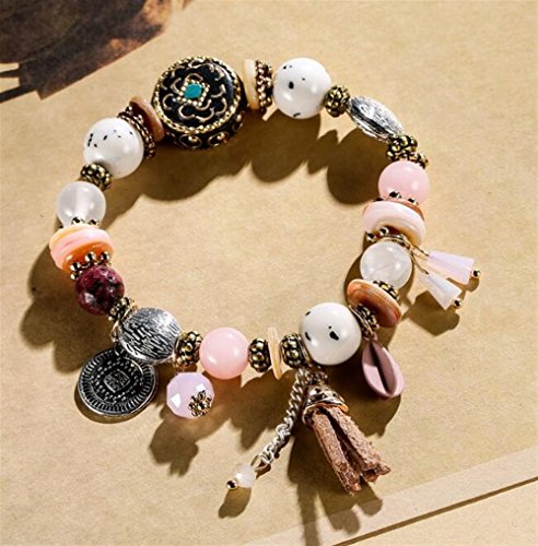 Preisvergleich Produktbild Keyi le Craft Beading Kits Quaste Münze Anhänger Armband Perlen Armband (Pink)