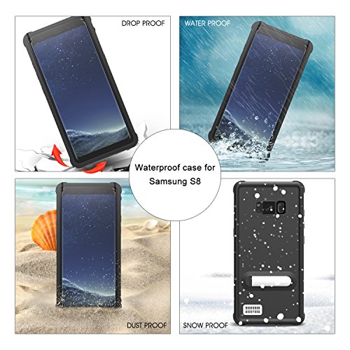 Samsung Galaxy S8 Carcasa Resistente Al Agua  Sparin baja del agua Funda impermeable con sensible pantalla t  ctil y acceso completo a todas las funciones para Samsung S8   a prueba de polvo   prueba de golpes  Negro