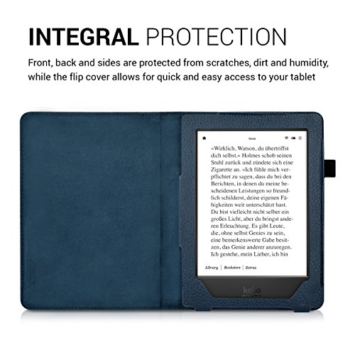 kwmobile Flip Hülle Case für Kobo Aura H2O – eReader Tasche Schutzhülle Cover Kunstleder Bookstyle in Dunkelblau - 4