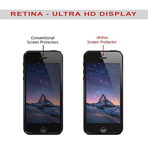 iSOUL Premium Tempered Glass For Apple iPhone 5 5S 5C SE [ Pack of 2 ] LCD Screen Protector Guard Skin case Film 2-Pack 3D Touch Compatible Crystal Clear - Industry - High 9H Hardness Ultra Slim and Easy Bubble-Free Installation Thickness 0.30mm (iPhone 5/5S/5C/SE)