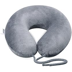 Juning Oreiller de voyage de mémoire, conception en U, faite de tissu mou de velours de velours, longueur-34 cm, appui pour le bureau, avions, pièce, école, camper (mémoire)