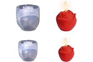 OTKARXUS Stampi per candele a forma di rosa, 2 pezzi, in silicone, per aromaterapia, sapone, cioccolato, caramelle, fondente, pasticceria, dessert, feste, decorazione per la casa (trasparente)