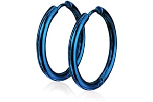 BlackAmazement 2er Set 316L Uni Edelstahl Creolen Hinged Huggie 10-16 mm Ohrring Piercing blau schwarz rose gold silber, regenbogen Herren Damen