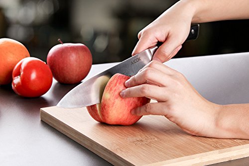 Aicok Messerset, 4-tlg., Messer Set mit Rostfreier Spezialstahl Kochmesser, Allzweckmesser, Schälmesser und Sparschäler, Schwarz - 5