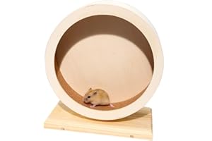 GENCAM GEMCAM Wooden Hamster Wheel, Silent Hamster Exercise Wheel, Non Slip Run Disc for Syrian Hamsters, Gerbils, Rat, Mice, Dwarf, Small Chinchilla (29CM)