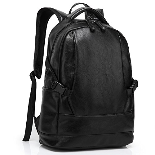 BAOSHA BP-06 PU Leder Rucksack Damen 15″ Laptoprucksack College Schultaschen Reisetasche Daypacks Uni Backpack für Outdoor Sports Freizeit Schwarz - 2