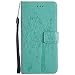 Produktbild Leder Hülle für iPhone 7 PLUS,Brieftasche Hülle für iPhone 8 PLUS,iPhone 7 PLUS / iPhone 8 PLUS Hülle Flip Case Wallet,Fanryn Retro Elegant Butterfly Schmetterling Baum Katze Muster Prägung PU Leder Ledercase Schutzhülle Handy Lanyard Strap Flip Tasche Wallet Case Cover Schutzhülle Etui Tasche Handytasche Hülle Standfunktion mit Kartenfächer Silikon Rückseite Cover für Apple iPhone 7 PLUS / iPhone 8 PLUS - Grün