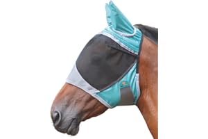 Shires Deluxe Horse/Pony Fly Mask With Ears, UV Protection (Full, Green)