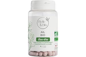 BELLE & BIO SANTÉ CARDIAQUE & LUTTE CONTRE LE CHOLESTÉROL - Ail Bio certifié Ecocert - 120 gélules - Cure 2 mois - Fabriqué en France