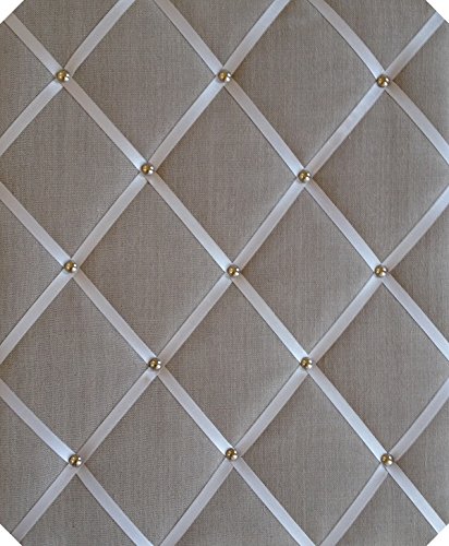 Pinnwand/Memo Boards/X-Large 48 x 60 cm Scandi grau Leinen mit Criss Cross Bänder & Chrom Nieten, Bulletin Boards, Nachricht Boards - 2