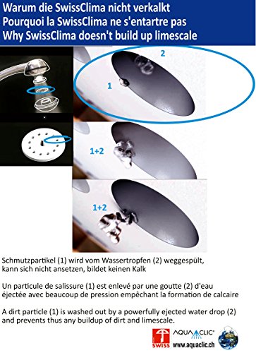 Duschkopf wassersparend BLACK POWER – SwissClima-Duschbrause mit Massagestrahl, kalkfrei, 3 Mengenregler für 4 Durchflussmengen, Aufsatz SOFTSPRAY für weichen Regenstrahl; Made in Switzerland direkt vom Hersteller Aquaclic® - 7