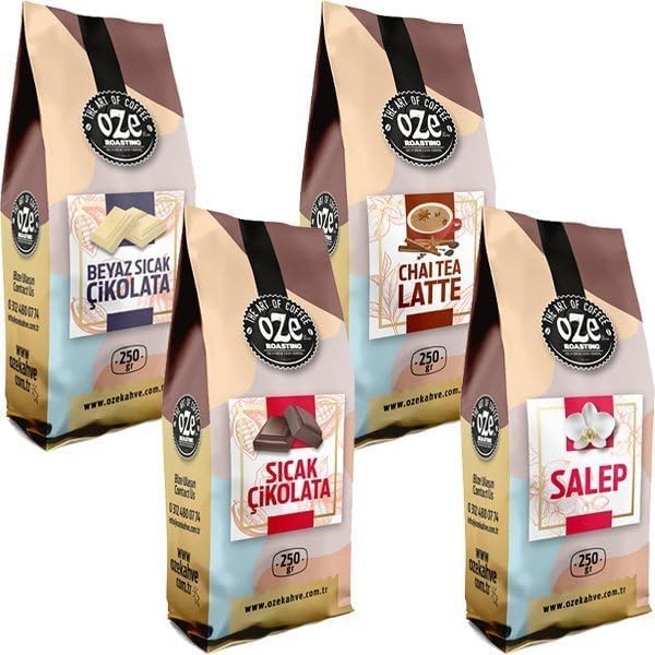 Ozeline Oze Kahve Kış Seti Sıcak Çikolata, Beyaz Sıcak Çikolata, Chai Tea Latte, Salep 4'lü 250G