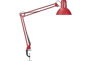 MAUL lampada da tavolo MAULstudy | Lampada da scrivania orientabile con braccio articolato e base a morsetto | Elegante lampada LED da tavolo in metallo | Lampadina LED esclusiva | Rosso