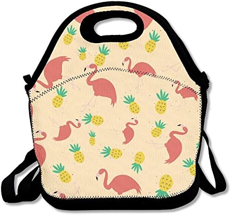 Best4UZ Pineapple Flamingos Lunch Box Bags Lunch Tote Lunch Holder With Adjustable Strap For Kids And Adults For School Picnic Office Travel Outdoor School