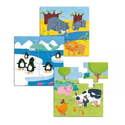 Djeco Puzzle Bois - Animaux Couleurs