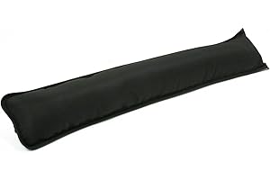 EHD Plain Fabric Draught Excluder Super Soft Hollowfibre Polyester Filled Doors Draft Insulator Windows Hallway Energy Savers (Black)