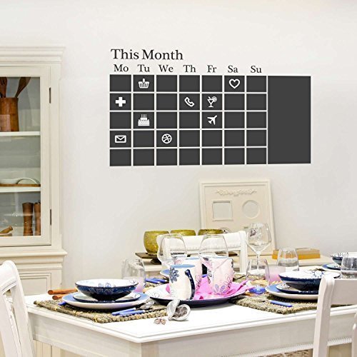 Walplus 130 x 76 cm "Kalender Home Dekoration wiederablösbar, Schwarz