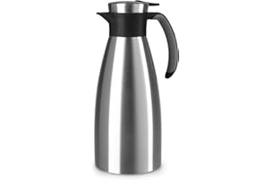 ‎EMSA Emsa Soft Grip Isolierkanne, 1,5 Liter, Edelstahl, 12 Stunden heiß + 24 Stunden kalt, Auslaufsicher, Rutschfester Griff, Farbe Schwarz, 514499