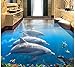 Produktbild Chan-Mei 3D-Bodenbeläge Custom Photo Wandbild Wasserdichter Boden Delphine Meer Wallpaper Für Wände 3D Raum Dekoration Malerei Hintergrundbild Tapete Fresko Wandmalerei 400cmX300cm