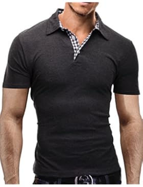Merish Herren Poloshirt Slim-Fit Karo Kariert Kontrast Neu 1023