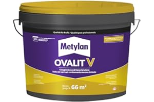 METYLAN Ovalit V, Colle prête à l'emploi pour revêtements à peindre, toiles de verre, voile de verre, intissés- Seau 10 kg