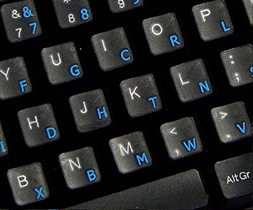 Dvorak transparente Tastaturaufkleber mit Blauen Buchstaben - Geeignet für jede Tastatur